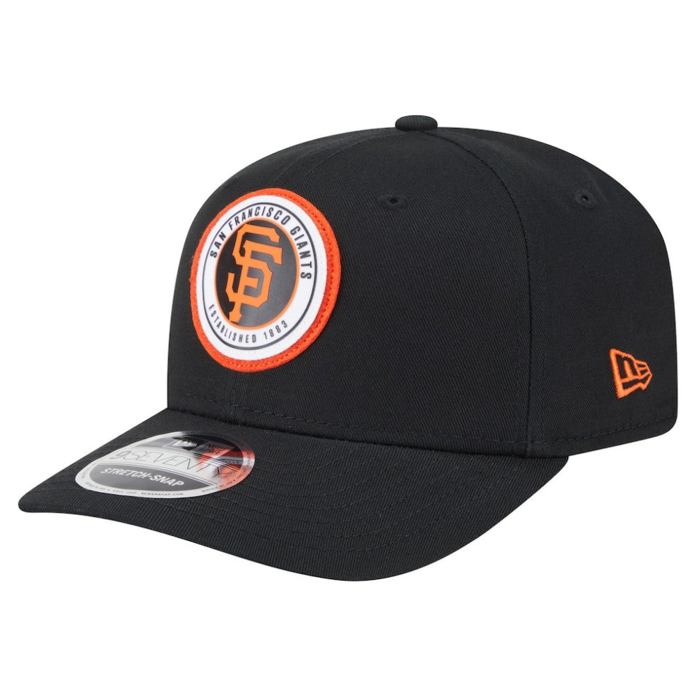 San Francisco Giants Circle Patch 9SEVENTY Stretch-Snap Hat - Black | New Era