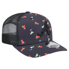 Atlanta Braves Adventure Drinks Pattern 9SEVENTY Stretch-Snap Hat - Black | New Era