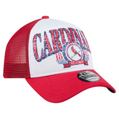 St. Louis Cardinals Distressed 9FORTY A-Frame Adjustable Trucker Hat - White | New Era