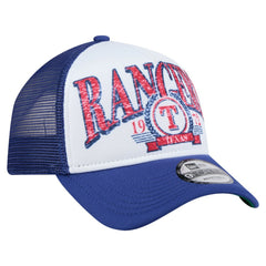 Texas Rangers Trucker A-Frame 9FORTY Adjustable Hat - White/Royal | New Era