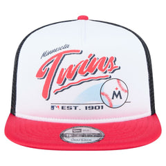 Minnesota Twins Retro Script Trucker 9FIFTY Snapback Hat - White/Red | New Era