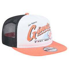 San Francisco Giants Retro Script Trucker 9FIFTY Snapback Hat - White/Orange | New Era