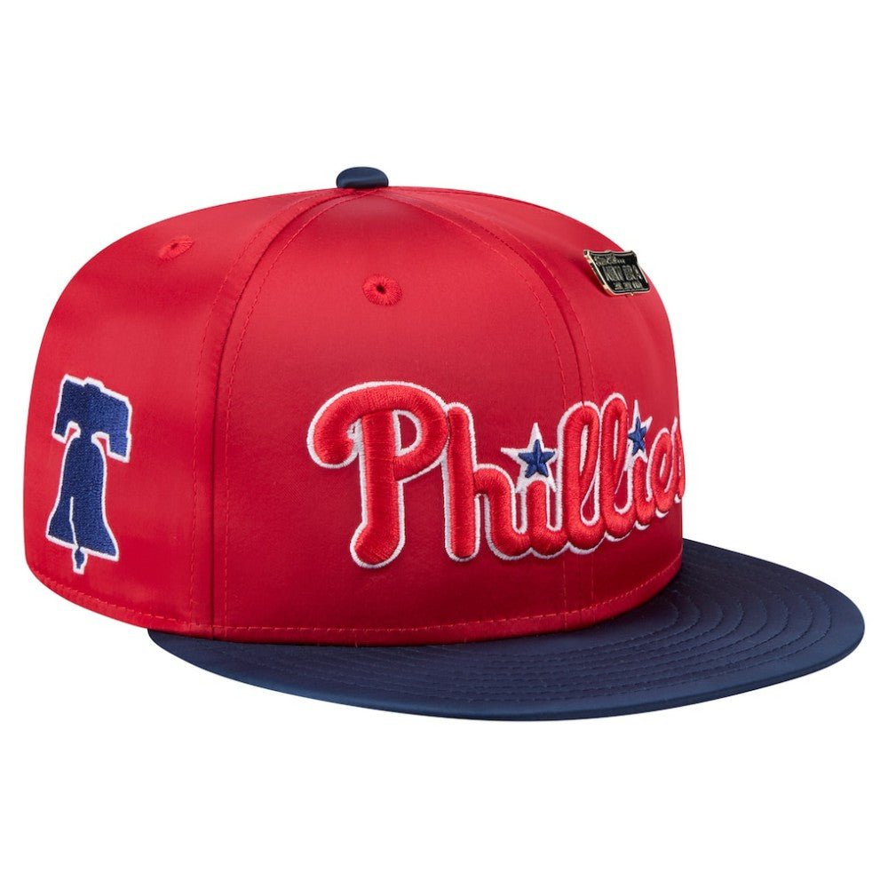 Philadelphia Phillies Satin 59FIFTY Fitted Hat - Red/Navy | New Era