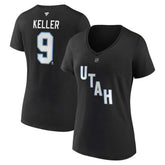 Clayton Keller Utah Mammoth Fanatics Women's Authentic Stack Name & Number V-Neck T-Shirt
