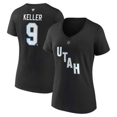Clayton Keller Utah Mammoth Fanatics Women's Authentic Stack Name & Number V-Neck T-Shirt