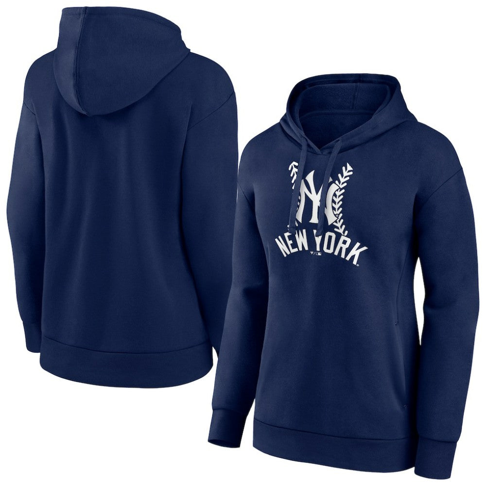 New York Yankees Women's Fastball Pullover Hoodie - Navy