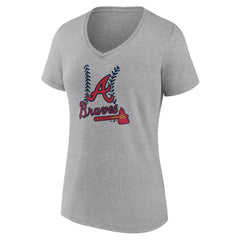 Atlanta Braves Women's Fastball V-Neck T-Shirt - Gray