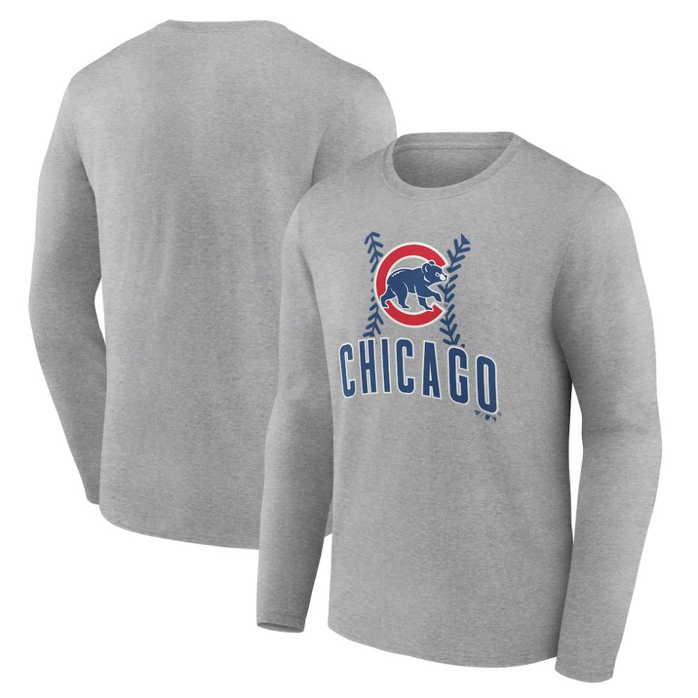 Chicago Cubs Fastball Long Sleeve T-Shirt - Gray