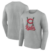 Cincinnati Reds Fastball Long Sleeve T-Shirt - Gray