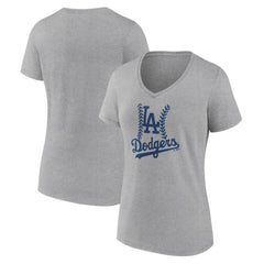 Los Angeles Dodgers Women's Fastball V-Neck T-Shirt - Gray