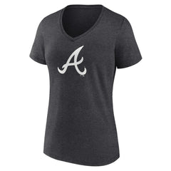 Atlanta Braves Women's Monochrome V-Neck T-Shirt - Charcoal
