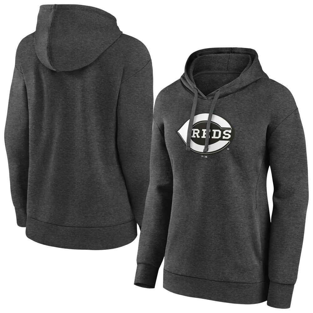 Cincinnati Reds Women's Monochrome Pullover Hoodie - Charcoal