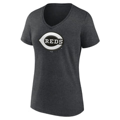 Cincinnati Reds Women's Monochrome V-Neck T-Shirt - Charcoal