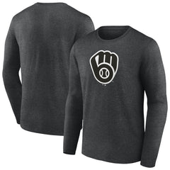 Milwaukee Brewers Monochrome Long Sleeve T-Shirt - Charcoal