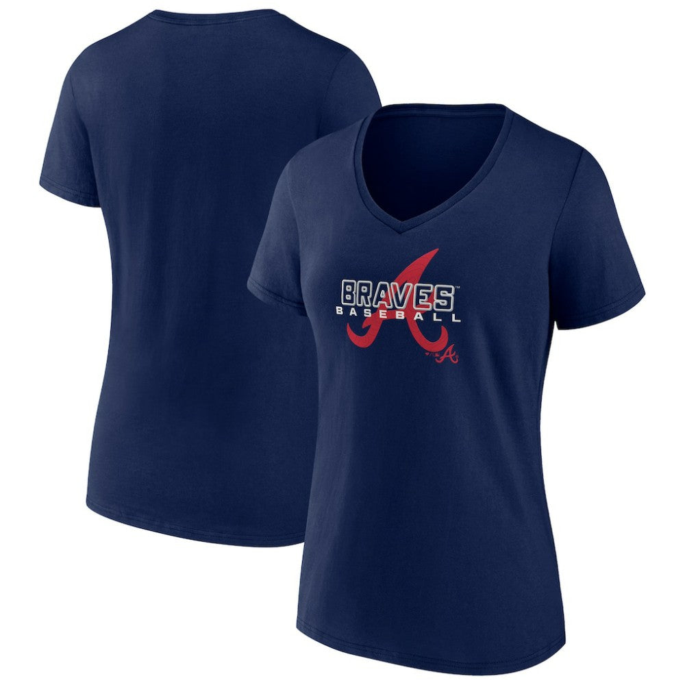 Atlanta Braves Women's Stellar V-Neck T-Shirt - Navy