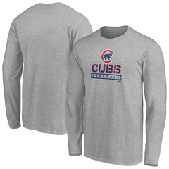 Chicago Cubs Evanston Stencil Long Sleeve T-Shirt - Gray
