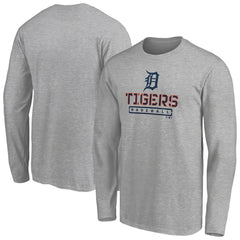 Detroit Tigers Evanston Stencil Long Sleeve T-Shirt - Gray