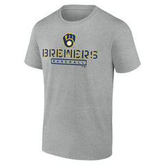 Milwaukee Brewers Evanston Stencil T-Shirt - Heather Gray