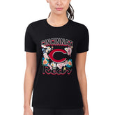 Cincinnati Reds G-III 4Her by Carl Banks Women's Super-Slim Fit Lightweight Flowers Graphic T-Shirt - Black
