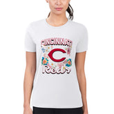 Cincinnati Reds G-III 4Her by Carl Banks Women's Super-Slim Fit Lightweight Flowers Graphic T-Shirt - White