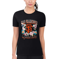 San Francisco Giants G-III 4Her by Carl Banks Women's Super-Slim Fit Lightweight Flowers Graphic T-Shirt - Black