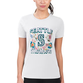 Seattle Mariners G-III 4Her by Carl Banks Women's Super-Slim Fit Lightweight Flowers Graphic T-Shirt - White