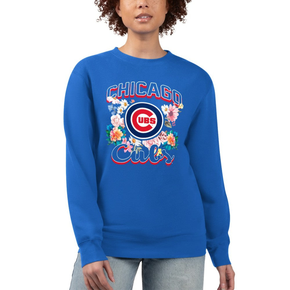 Chicago Cubs G-III 4Her by Carl Banks Women's Flowers Graphic Pullover Sweatshirt - Royal