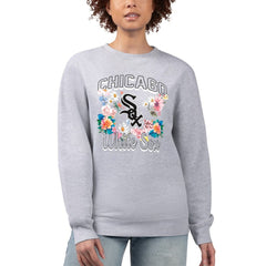 Chicago White Sox G-III 4Her by Carl Banks Women's Flowers Graphic Pullover Sweatshirt - Heather Gray