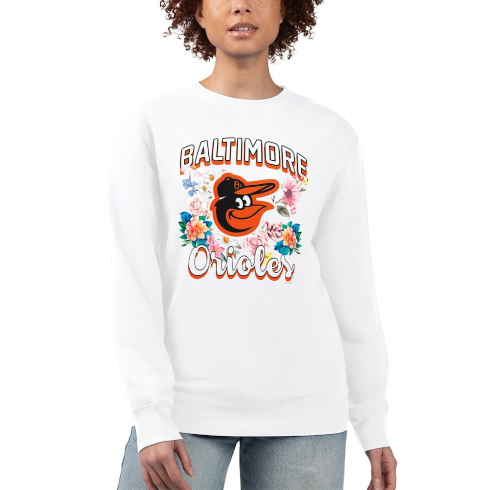 Baltimore Orioles G-III 4Her by Carl Banks Women's Flowers Graphic Pullover Sweatshirt - White