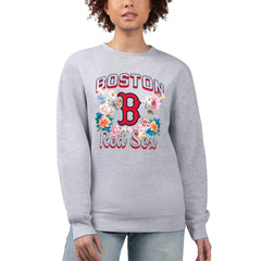 Boston Red Sox G-III 4Her by Carl Banks Women's Flowers Graphic Pullover Sweatshirt - Heather Gray