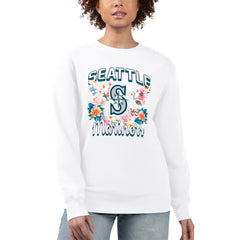 Seattle Mariners G-III 4Her by Carl Banks Women's Flowers Graphic Pullover Sweatshirt - White