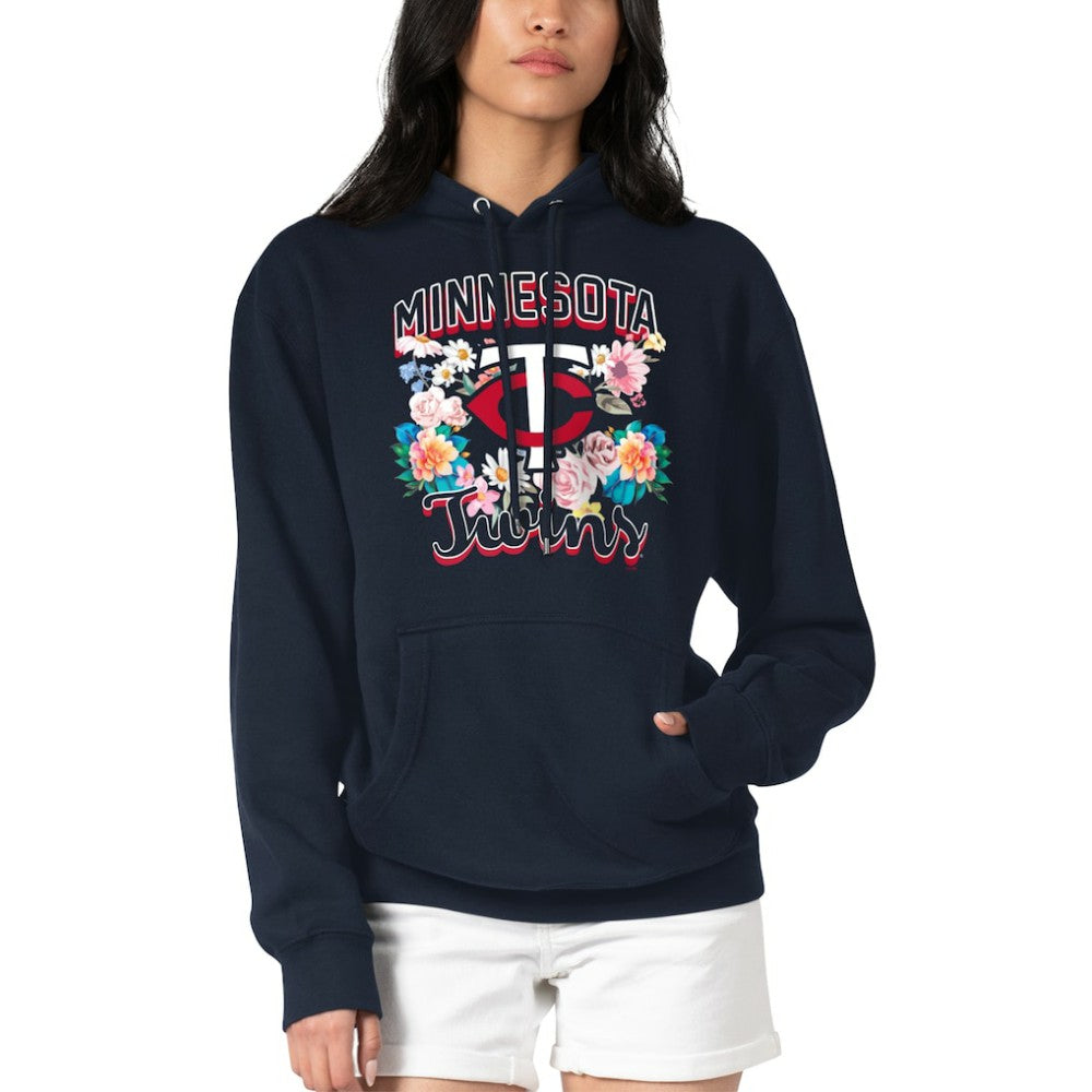 Minnesota Twins G-III 4Her by Carl Banks Women's Flowers Graphic Pullover Hoodie - Navy
