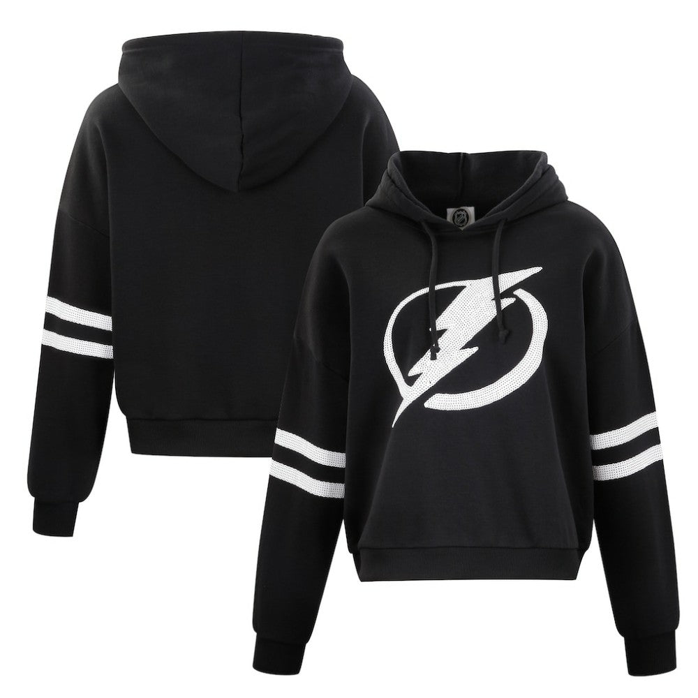 Tampa Bay Lightning Cuce Women's Sequin Cropped Pullover Hoodie