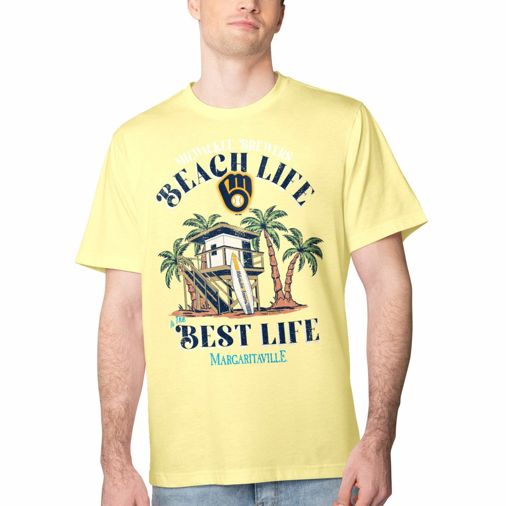 Milwaukee Brewers Margaritaville Beach Hut Graphic T-Shirt - Yellow