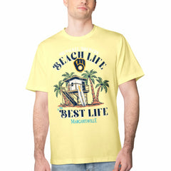 Milwaukee Brewers Margaritaville Beach Hut Graphic T-Shirt - Yellow