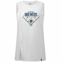 Milwaukee Brewers Levelwear Women's Influx Home Field Tank Top - White