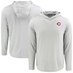 Cincinnati Reds Cutter & Buck Coastline Epic Comfort Recycled Eco Hoodie Long Sleeve T-Shirt - Gray