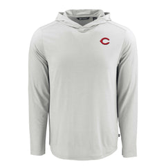 Cincinnati Reds Cutter & Buck Coastline Epic Comfort Recycled Eco Hoodie Long Sleeve T-Shirt - Gray