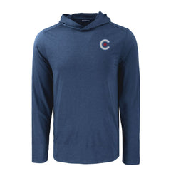 Chicago Cubs Cutter & Buck Coastline Epic Comfort Recycled Eco Hoodie Long Sleeve T-Shirt - Navy