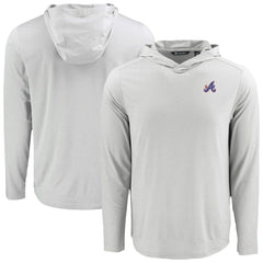 Atlanta Braves Cutter & Buck Coastline Epic Comfort Recycled Eco Hoodie Long Sleeve T-Shirt - Gray