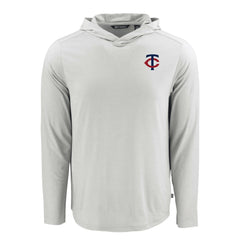 Minnesota Twins Cutter & Buck Coastline Epic Comfort Recycled Eco Hoodie Long Sleeve T-Shirt - Gray