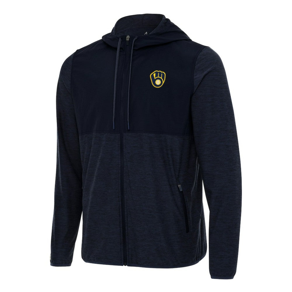 Milwaukee Brewers Antigua Sway Full-Zip Hoodie - Navy