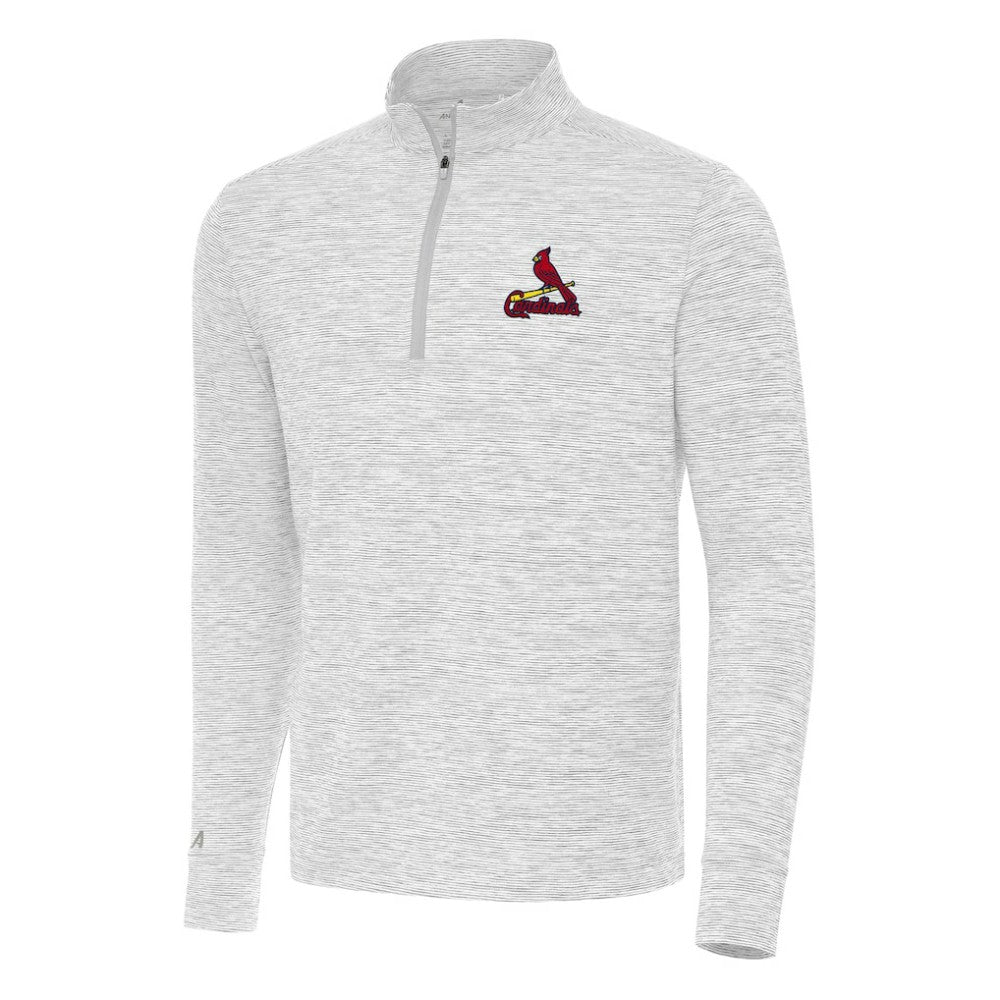 St. Louis Cardinals Antigua Cause Quarter-Zip Top - Gray/White