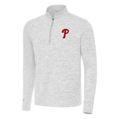 Philadelphia Phillies Antigua Cause Quarter-Zip Top - Gray/White