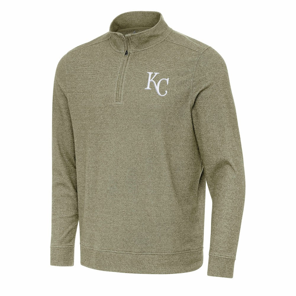 Kansas City Royals Antigua Subtle Quarter-Zip Sweatshirt - Heather Olive