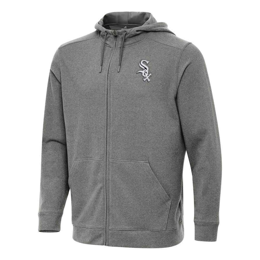 Chicago White Sox Antigua Effortless Full-Zip Hooded Jacket - Heather Black