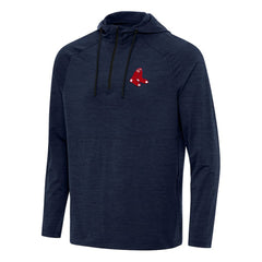Boston Red Sox Antigua Spikes Quarter-Zip Pullover Hoodie - Heather Navy