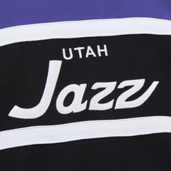 Utah Jazz Hardwood Classics Vintage Logo Head Coach Pullover Sweatshirt - Black/Purple | Mitchell & Ness sale