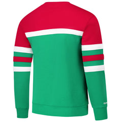 Milwaukee Bucks Hardwood Classics Vintage Logo Head Coach Pullover Sweatshirt - Green/Red | Mitchell & Ness for sale