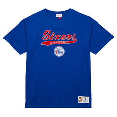 Philadelphia 76ers Hardwood Classics Felt Applique Slub T-Shirt - Royal | Mitchell & Ness cheap